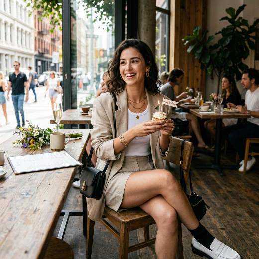 Casual-chic birthday outfit