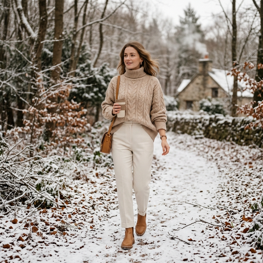 Cozy neutral winter fashion