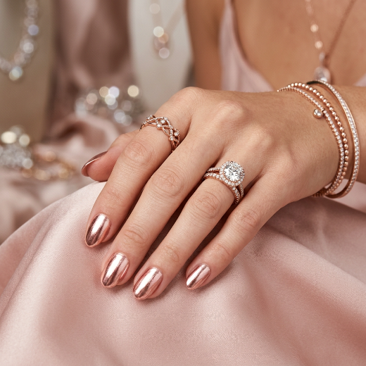 Metallic rose gold