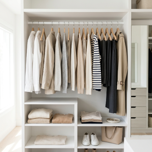 Minimalist wardrobe organization