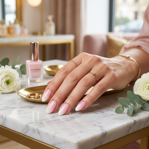Soft pink-to-white ombre