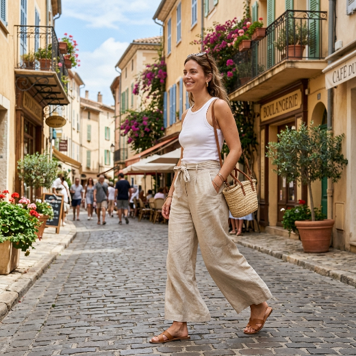 beige wide leg linen pants
