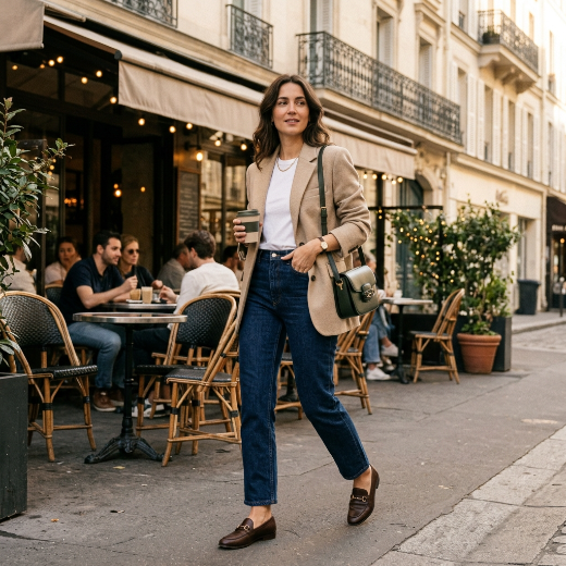 blazer with dark wash jeans