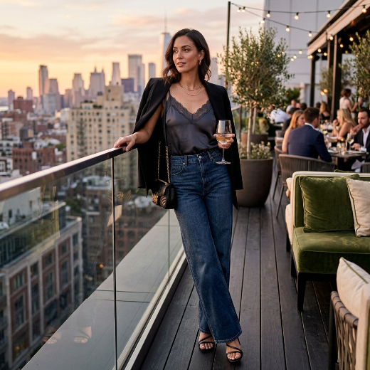 camisole with wide-leg jeans