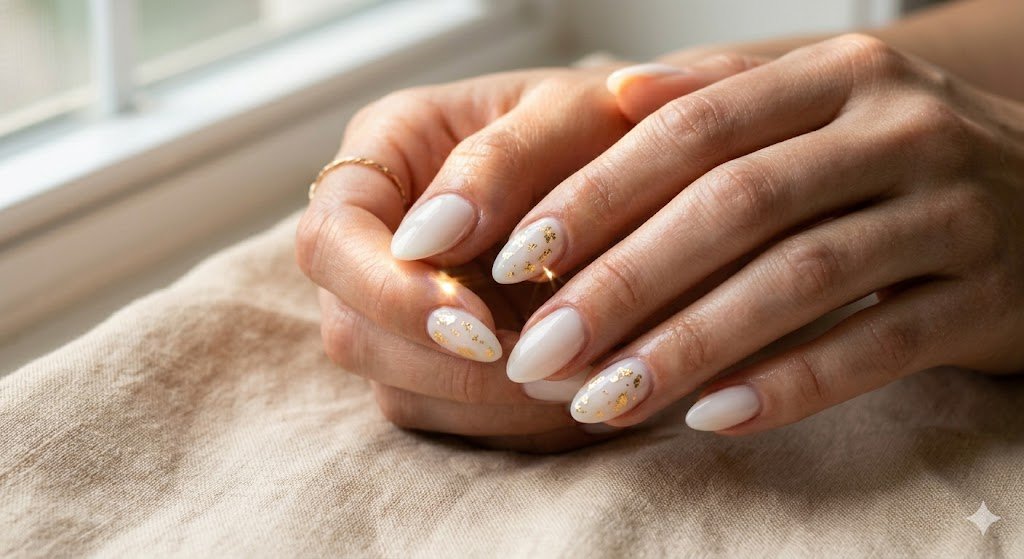 gold embelish nails