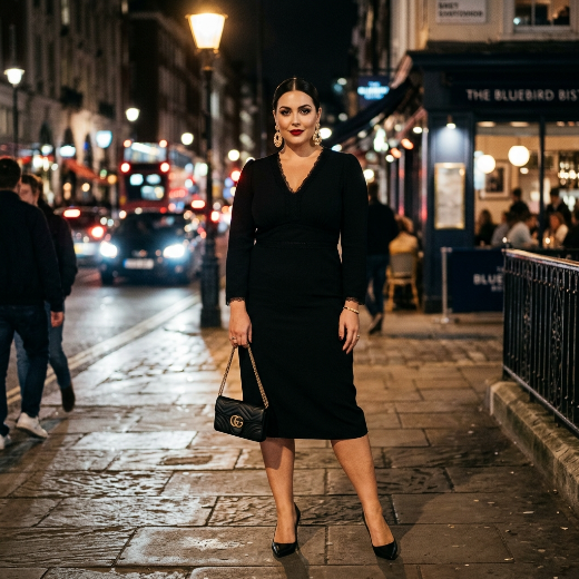 midi dress with subtle neckline