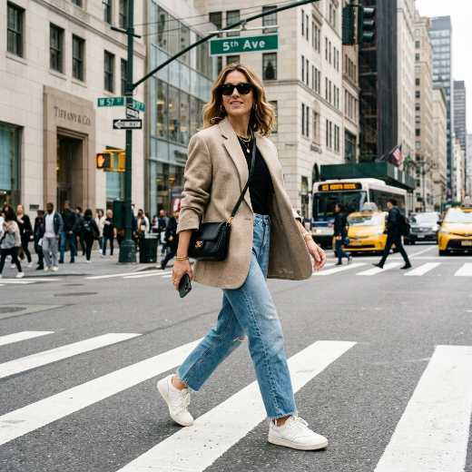 oversized blazer and relaxed jeans