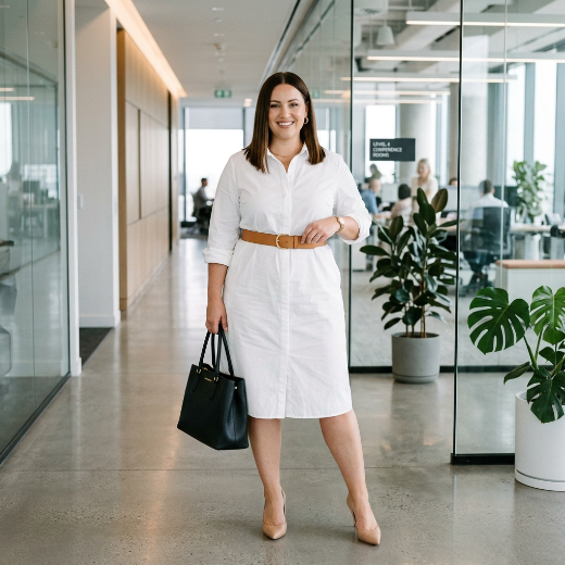 white belted shirt dress