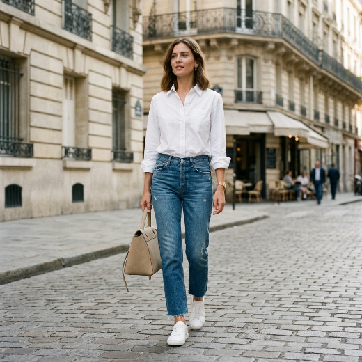 white shirt and jeans