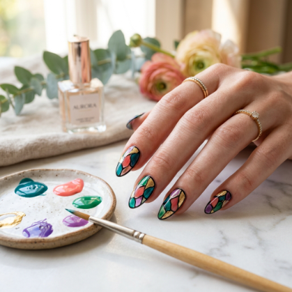 Abstract Artistic Glass Nails
