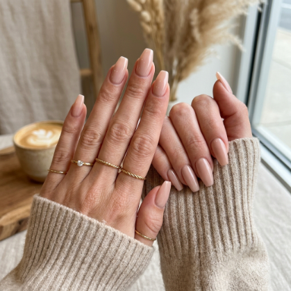 Classic Nude Coffin Nails