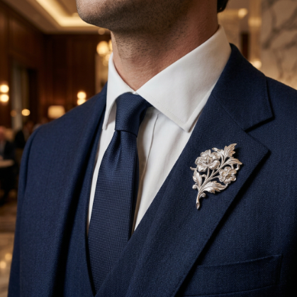 Classic Silver Lapel Brooch