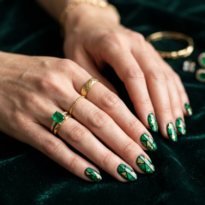 Emerald Jewel Glass Nails