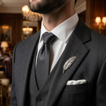 Feather-Inspired Lapel Brooch