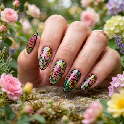 Floral Mosaic Nails
