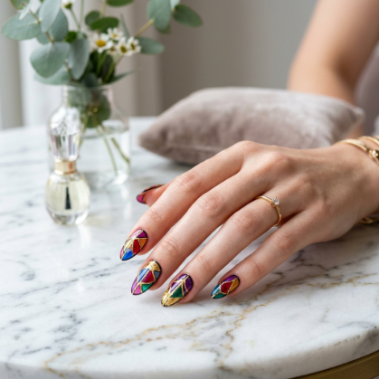 Gold Foil Glass Nails