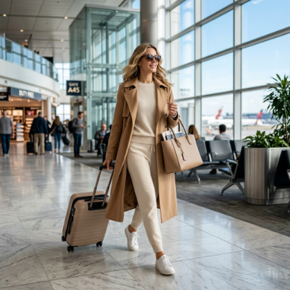 Matching Travel Set with a Long Trench Coat
