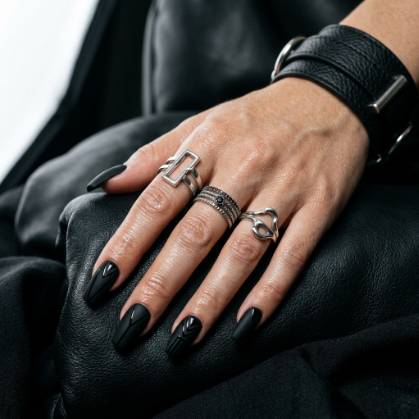 Matte Black Coffin Nails