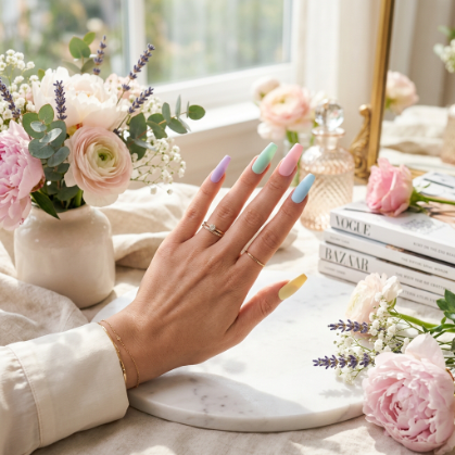 Pastel Rainbow Nails