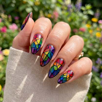 Rainbow Mosaic Nails
