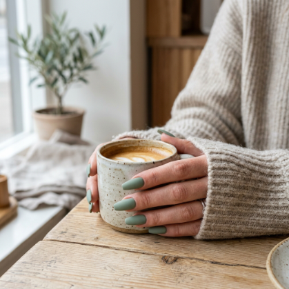 Sage Green Minimalist Nails
