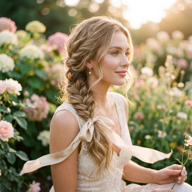 side braid with ribbon