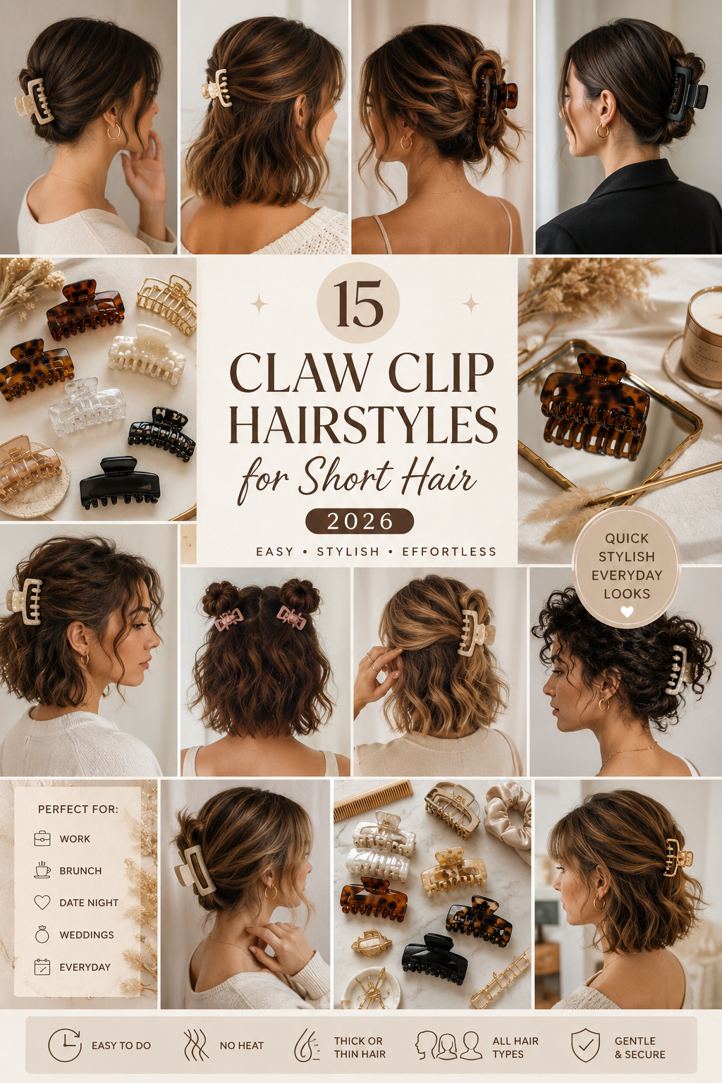 claw clip hairstyles for short hair