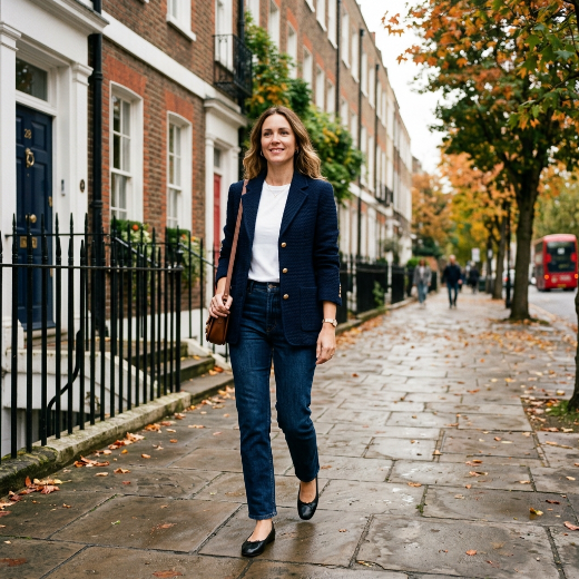 navy blue tailored blazer